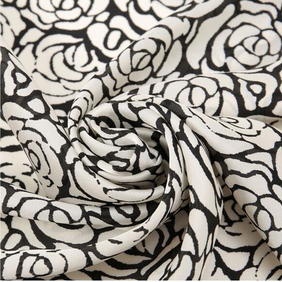 RESTOCKED Black, white, and orange Silky Neck Scarf - Picture 3 of 4